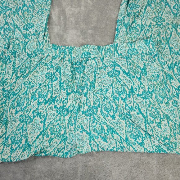 Iman Womens Pants 2X Plus Long Palazzo Pull On Blue Watercolor WAT64E - Picture 6 of 8